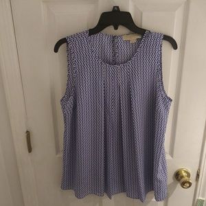Michael Kors Blue/White Sleeveless Top